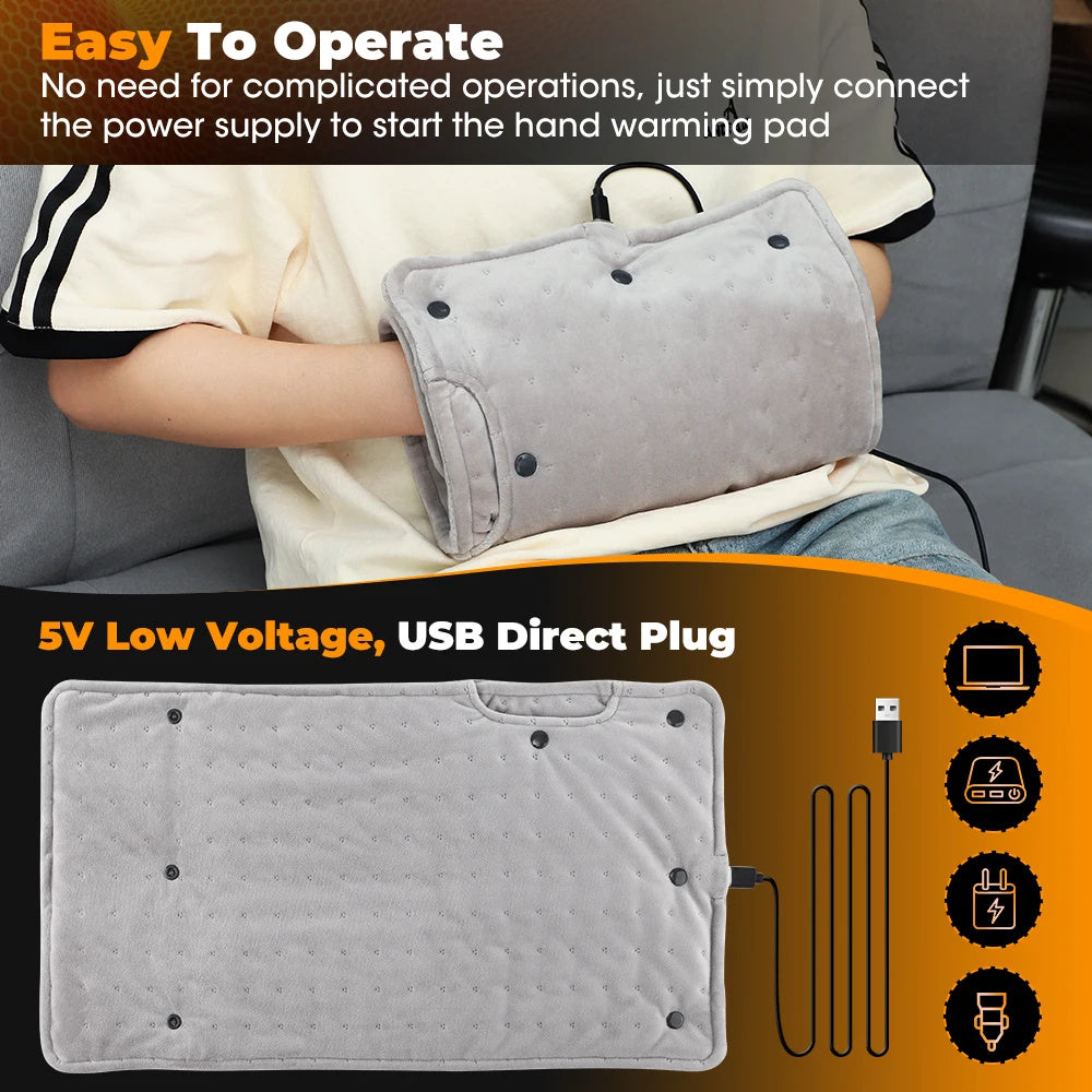 Electric Heating Pad Hand Warmer Heating Muff For Hands USB Plug In Muff Heated Hand Warmer Electric Winter Autumn Keeps Hands Warm Portable Warm Winter Hand Heater For Home Room Warming Blanket