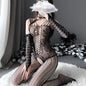 Transparent Sexy Seduction One-piece Garter Belt Stockings Mesh Bodysuit