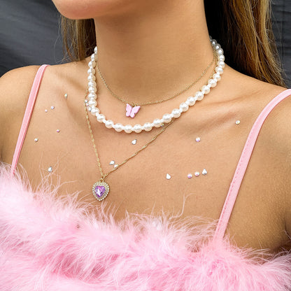 Imitation Pearl Stacking Retro Beaded Necklace