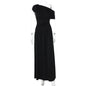 Fashion Sexy Diagonal Collar Pleated Irregular Solid Color Dress
