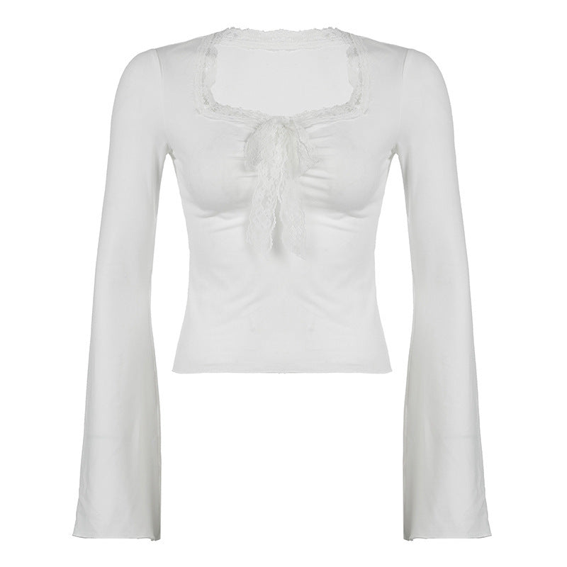 Square Collar Sexy Off-shoulder Early Autumn Long Sleeves