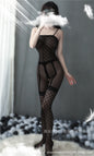 Transparent Sexy Seduction One-piece Garter Belt Stockings Mesh Bodysuit